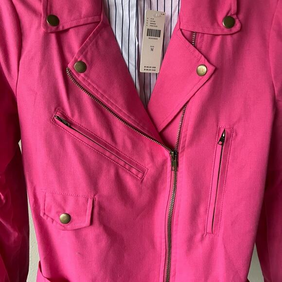 NWT Doland for Anthropologie Women's Pink Cropped Biker Jacket - size Medium - Picture 2 of 12